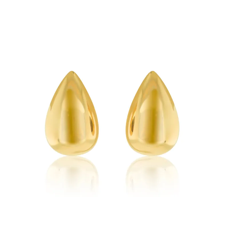 Puffy Teardrop Earrings Gold Plated sold by Meira T