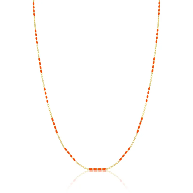 14kt Yellow Gold Orange Enamel Chain 16 inches sold by Meira T