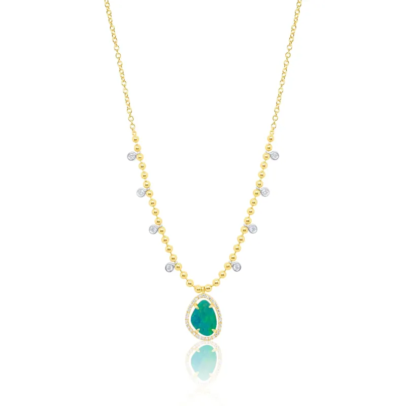 Yellow Gold Diamond Ball Chain Necklace sold by Meira T