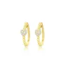 Yellow Gold Dainty Diamond Heart Huggies sold by Meira T