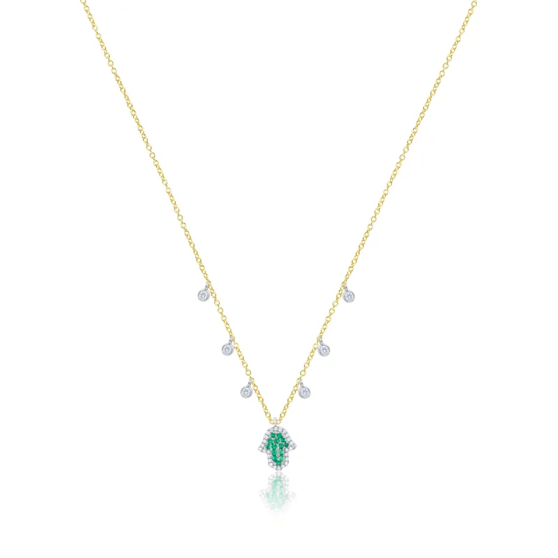 Yellow Gold and Emerald Hamsa Necklace *ONLINE EXCLUSIVE* sold by Meira T