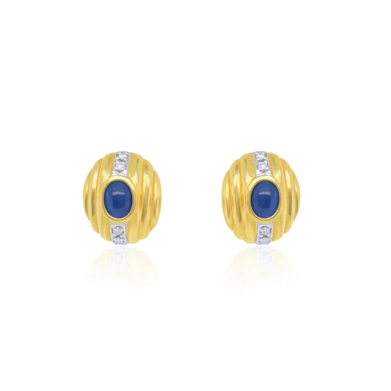 Yellow Gold Sapphire Vintage Art Decco Earrings sold by Meira T