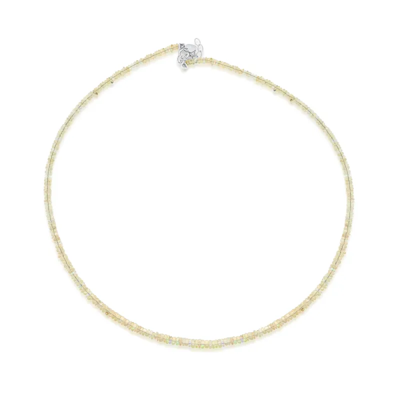 White Opal Washer Bead Layering Necklace sold by Meira T