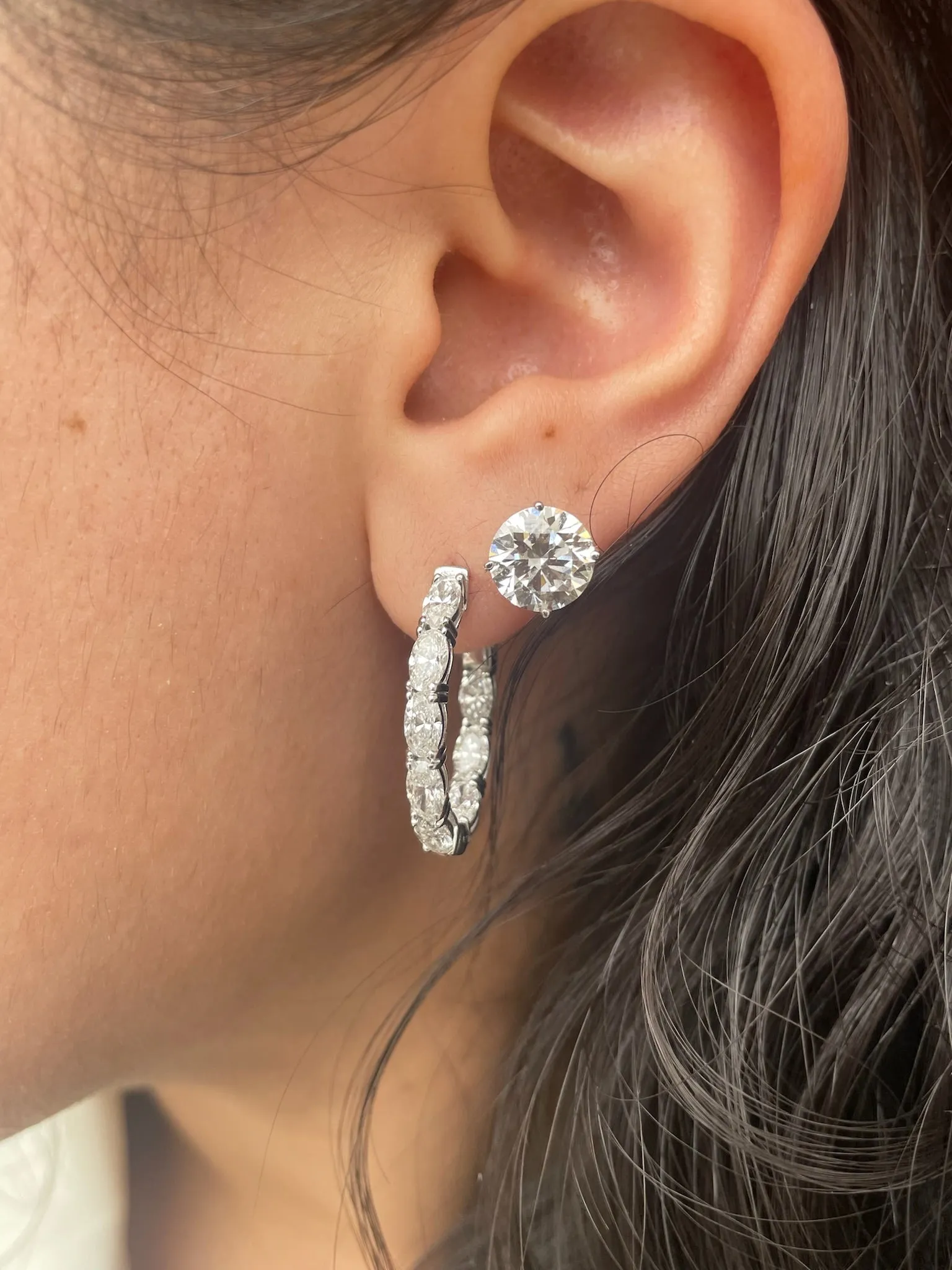 3 Carat LAB Grown Diamond Hoops Oval sold by Meira T product image thumbnail 2