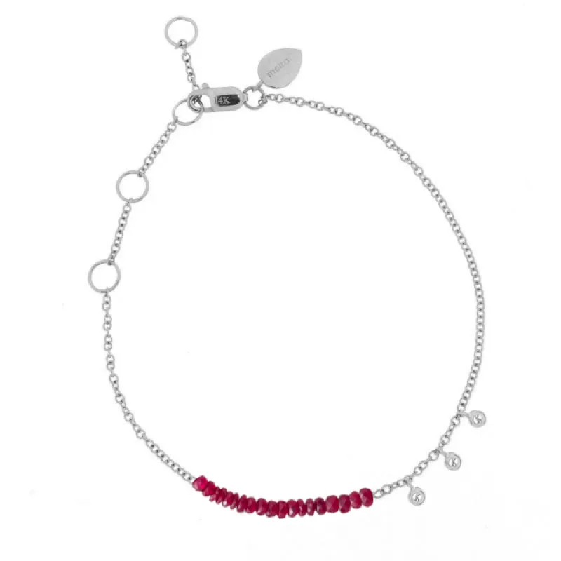 White Gold and Ruby Bead Bracelet sold by Meira T