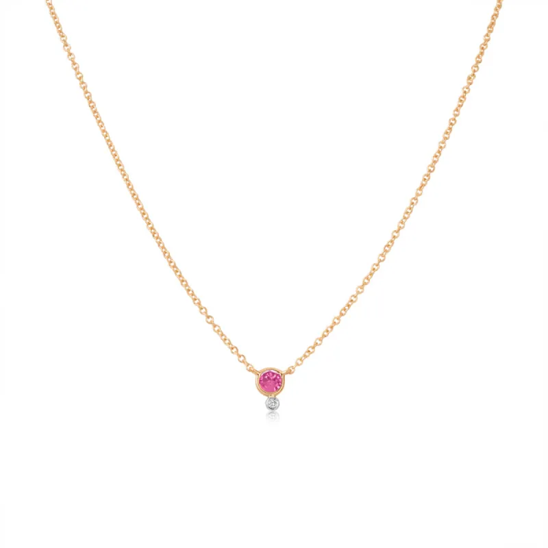 Rose Gold Pink Sapphire and Diamond Necklace sold by Meira T