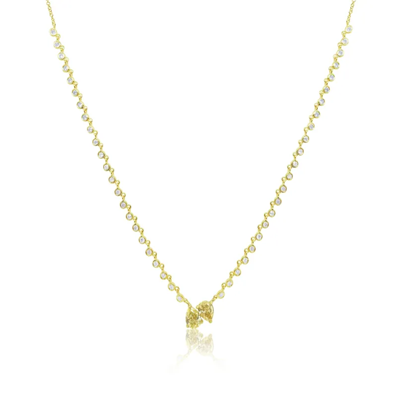 Yellow Gold Two Stone Yellow Diamond Necklace sold by Meira T