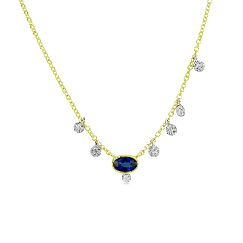 Dainty Blue Sapphire and Diamond Necklace sold by Meira T