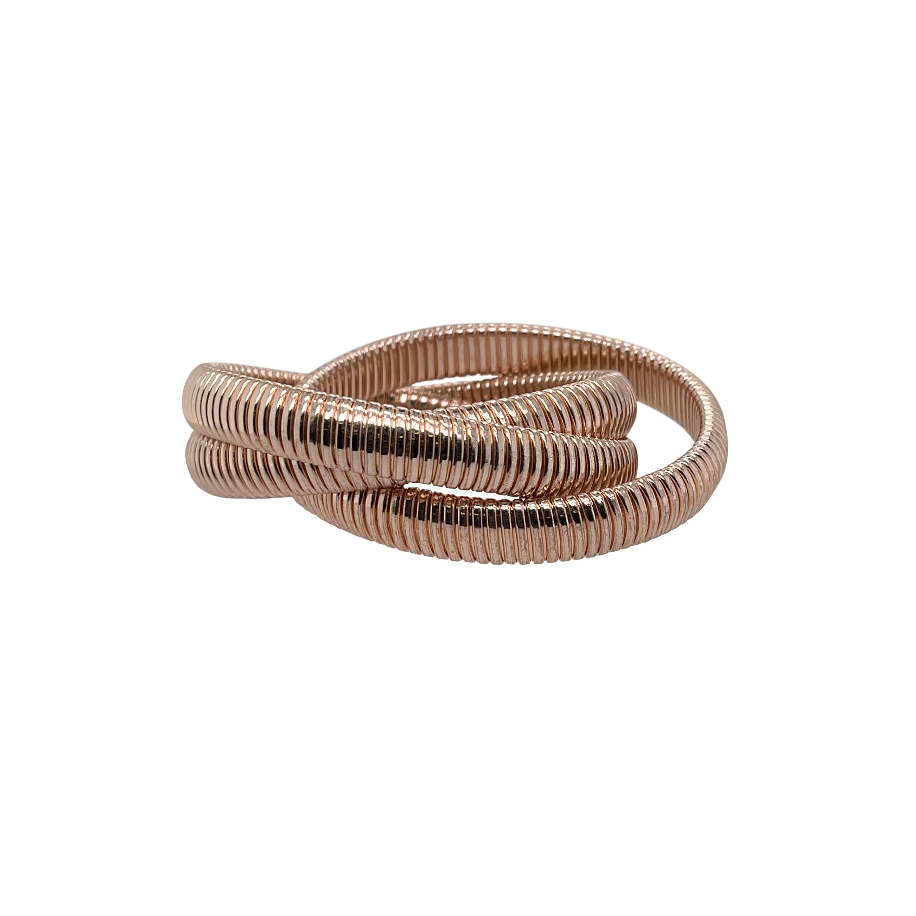 Rose Gold Plated Silver Multi Serpentine Coil Bangle sold by Meira T