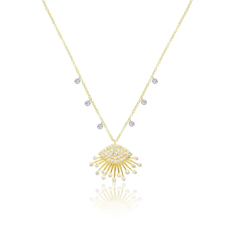 Yellow Gold Diamond Eye Starburst Necklace sold by Meira T