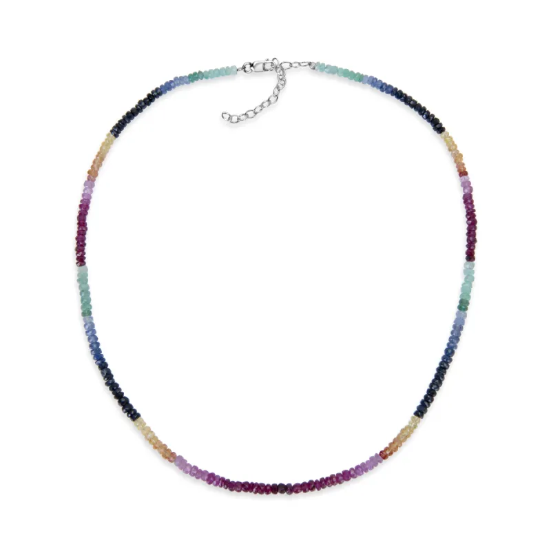 Multicolor Rainbow Sapphire Beaded Necklace sold by Meira T