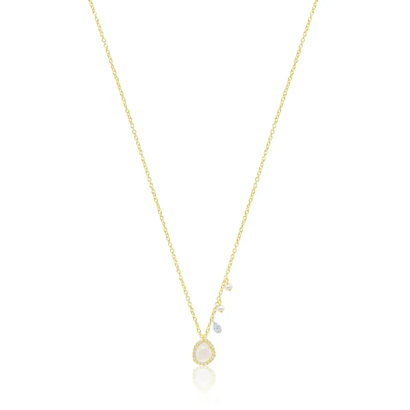 Yellow Gold Pearl and Moonstone Necklace sold by Meira T