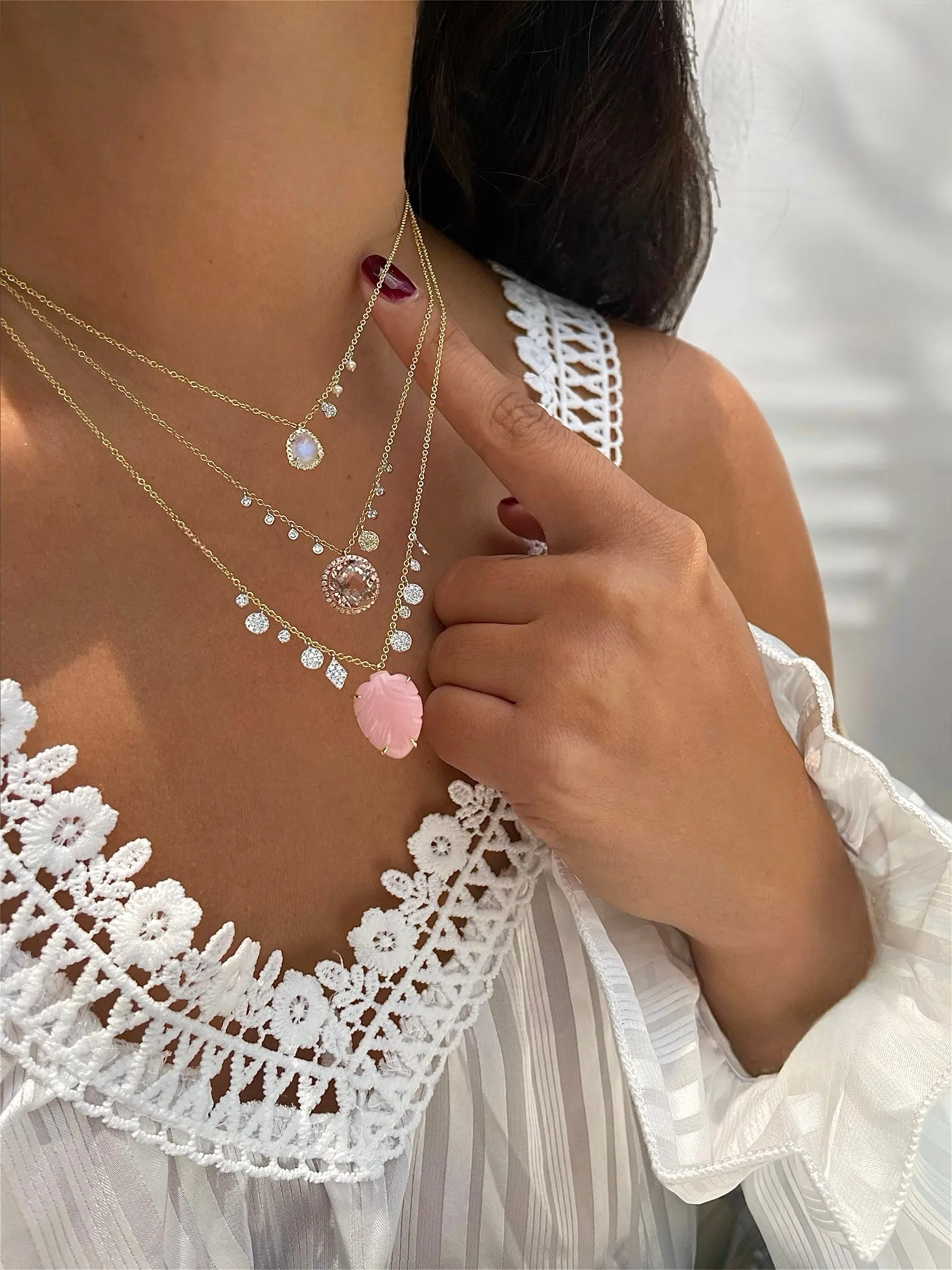 Yellow Gold Moonstone Necklace sold by Meira T product image thumbnail 2