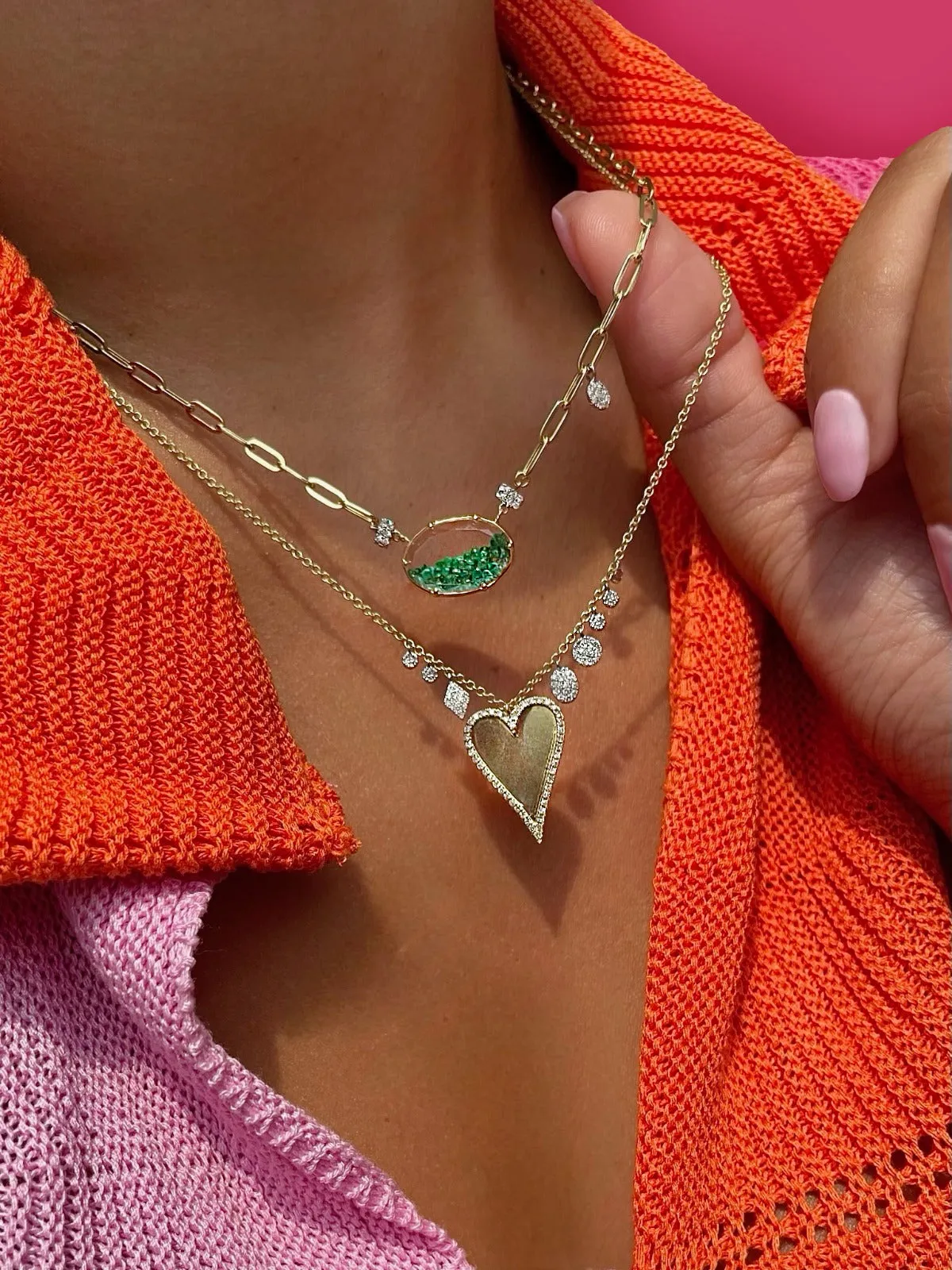 Yellow Gold and Diamond Heart Necklace sold by Meira T product image thumbnail 2