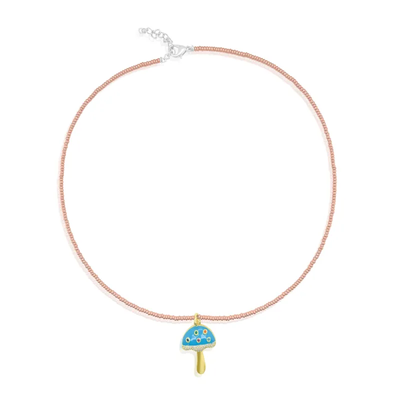 Turquoise Mushroom Charm Necklace sold by Meira T