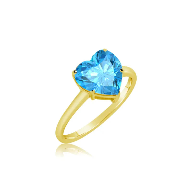 White Gold Blue Topaz Heart Ring sold by Meira T
