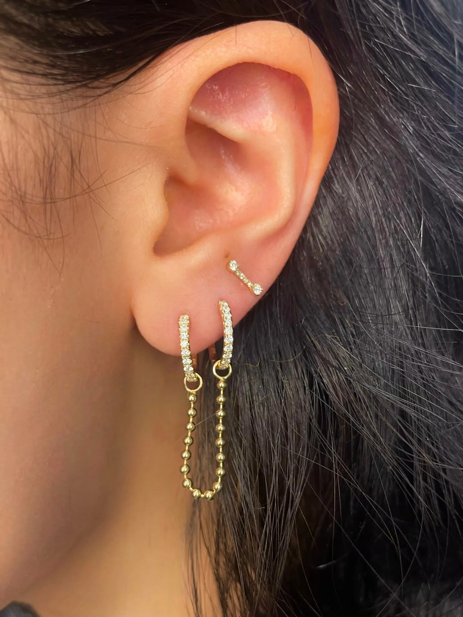 Dainty Diamond Stick Studs sold by Meira T product image thumbnail 2