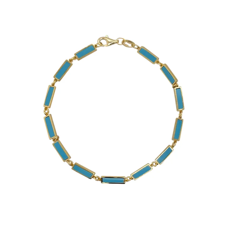 Yellow Gold Plated Turquoise Chain Bracelet sold by Meira T