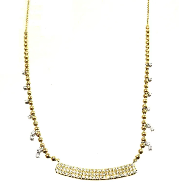 Yellow Gold Ball Chain Bar Necklace sold by Meira T