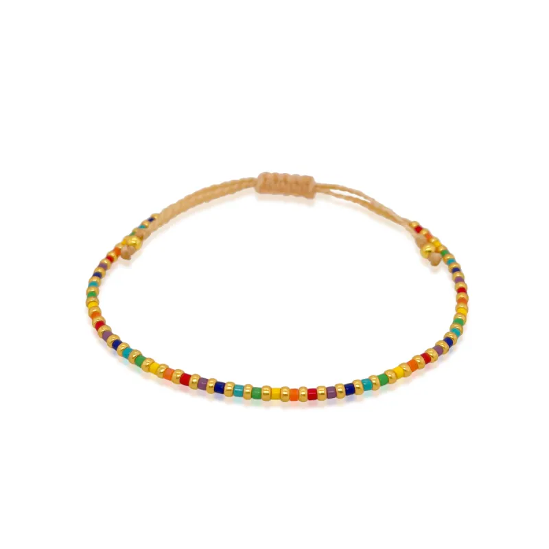 Dainty Rainbow and Gold Microbead Bracelet sold by Meira T