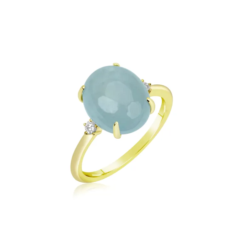 Aqua Statement Ring with Diamond Detail sold by Meira T