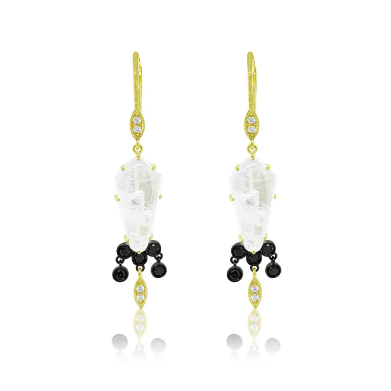 Black Diamond and Moonstone Earring sold by Meira T