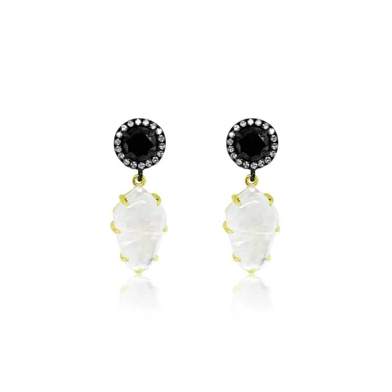 Black Diamond and Moonstone Earring sold by Meira T