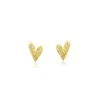 Yellow Gold Brushed Heart and Diamond Stud sold by Meira T