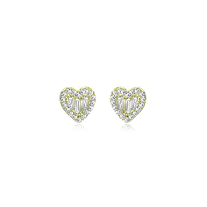 Yellow Gold Diamond Heart Studs (set) sold by Meira T