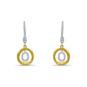 Brushed Silver and Diamond Circle Earrings sold by Meira T