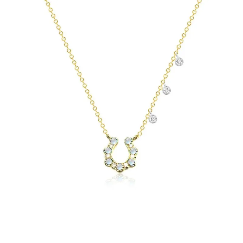 Horse Shoe Moon Stone and Diamond Necklace sold by Meira T