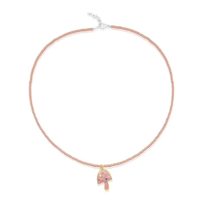 Baby Pink Colored Mushroom Charm Necklace sold by Meira T