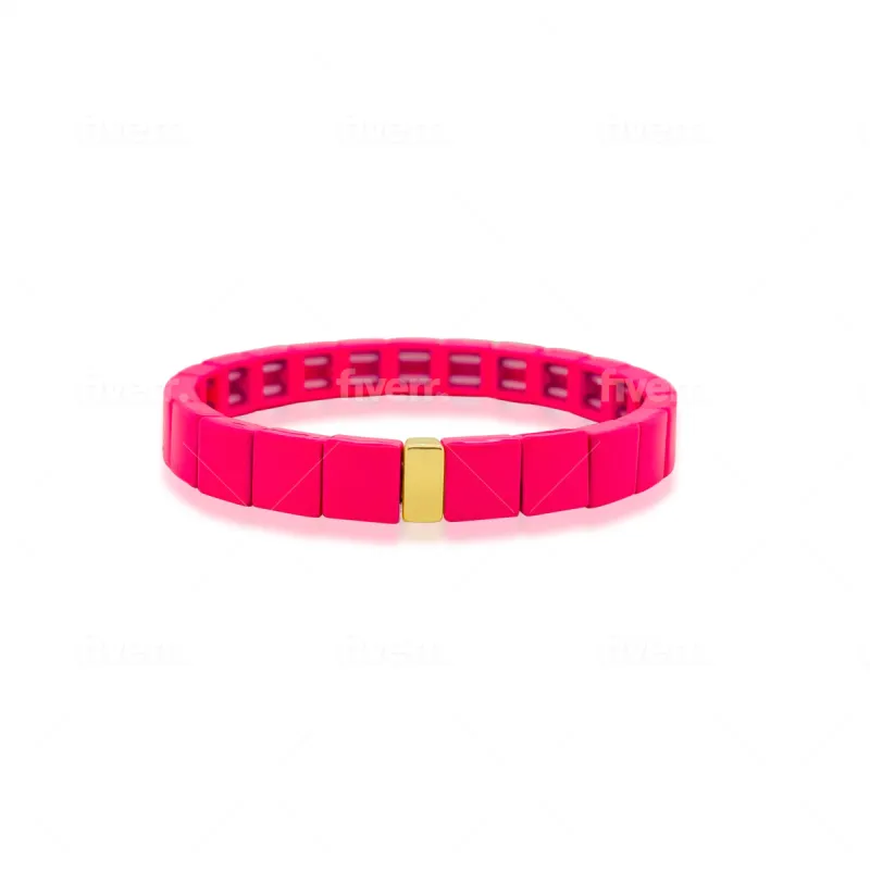 Stretchy Neon Pink Beach Bracelet sold by Meira T