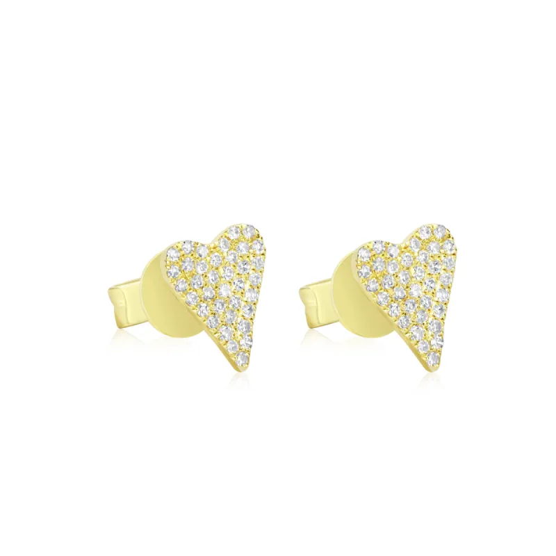 Heart Yellow Gold Diamond Studs sold by Meira T