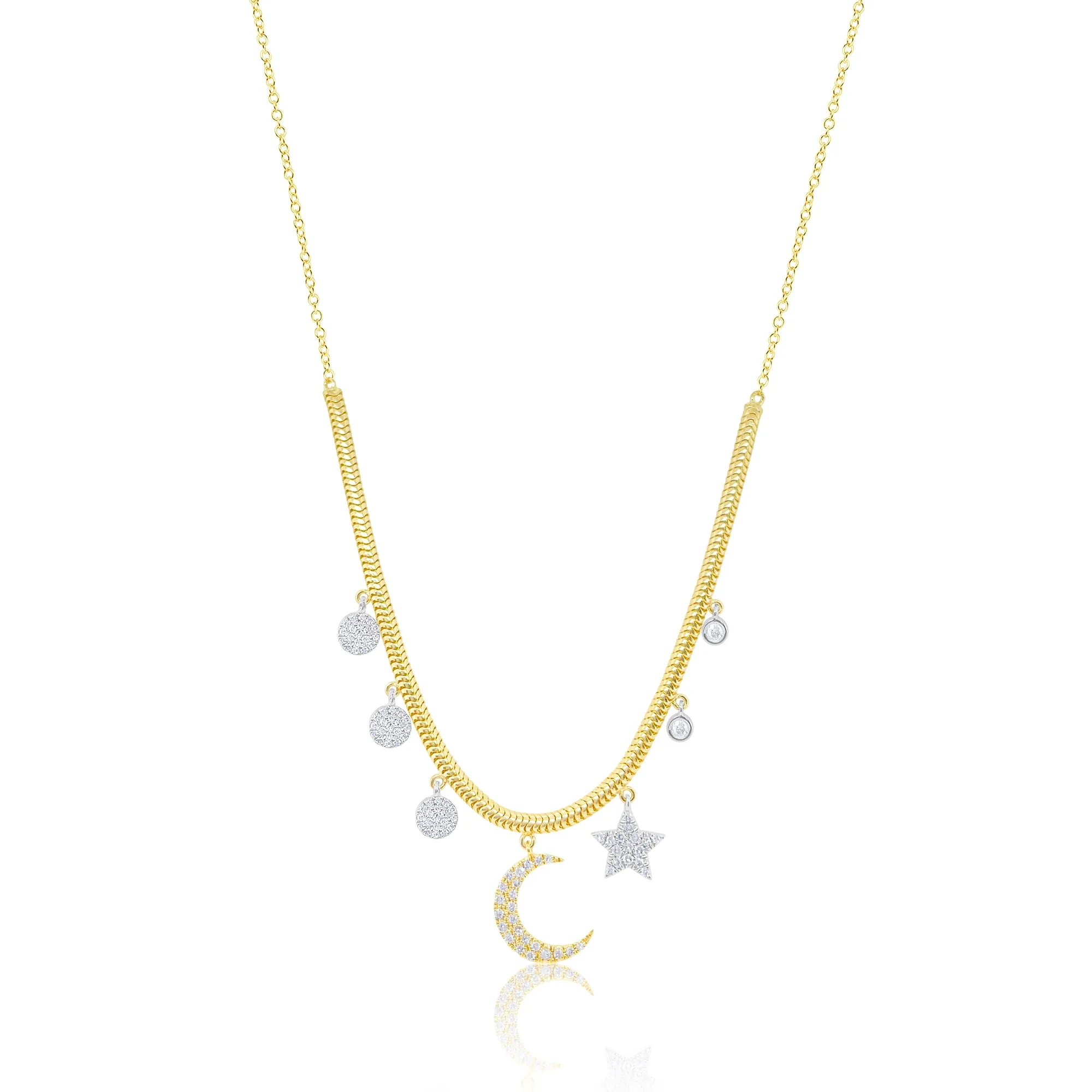 Moon and Star Snake Chain Necklace sold by Meira T