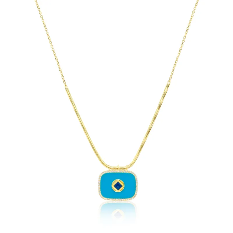 Turquoise and Blue Sapphire Snake Chain Necklace Evil Eye sold by Meira T