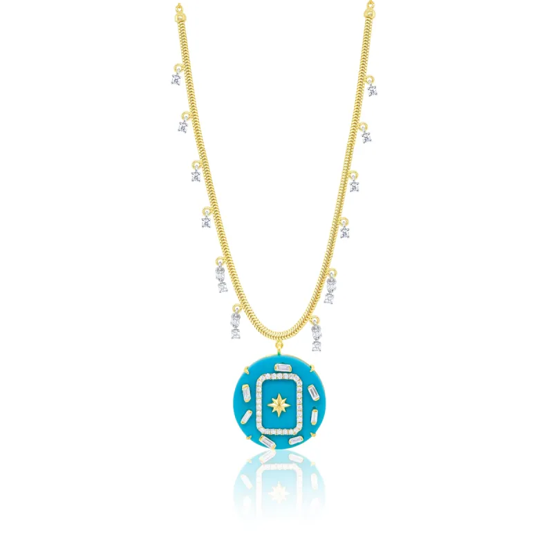 Turquoise Celestial Pendant Snake Chain Necklace sold by Meira T
