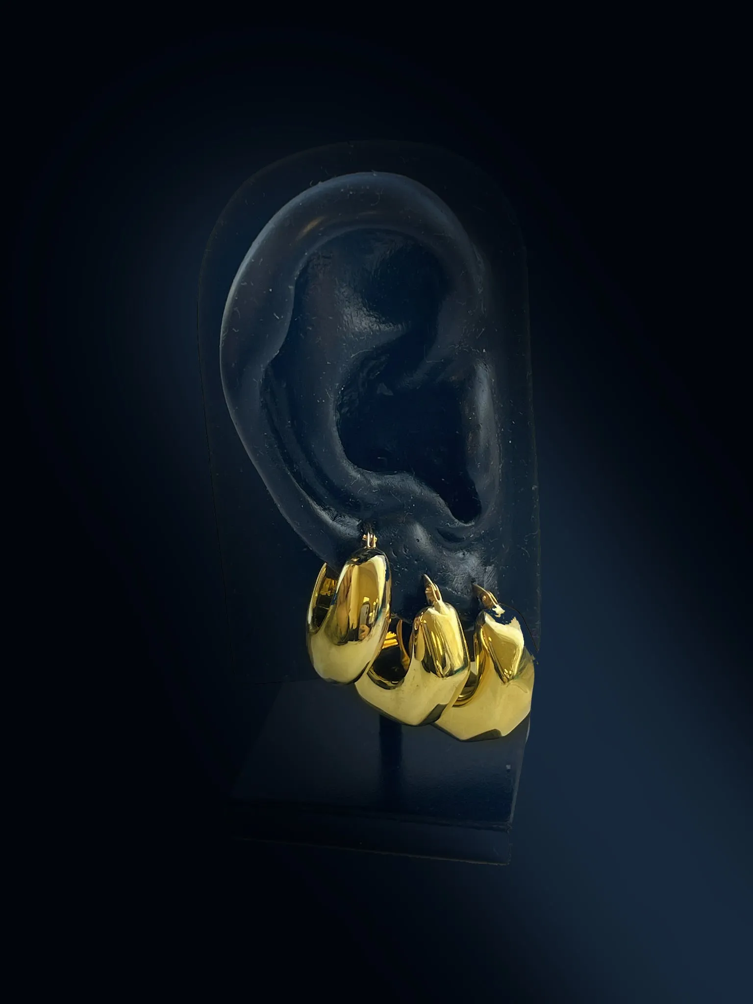 Yellow Gold Geometric Chunky Hoops sold by Meira T product image thumbnail 2