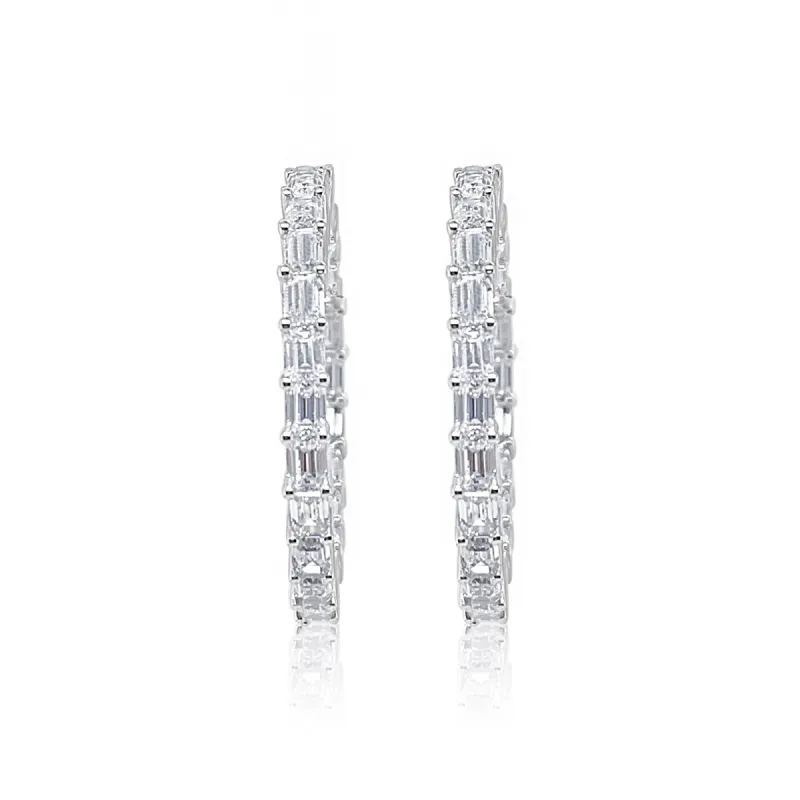 Lab Grown Diamond Emerald Cut Hoops sold by Meira T