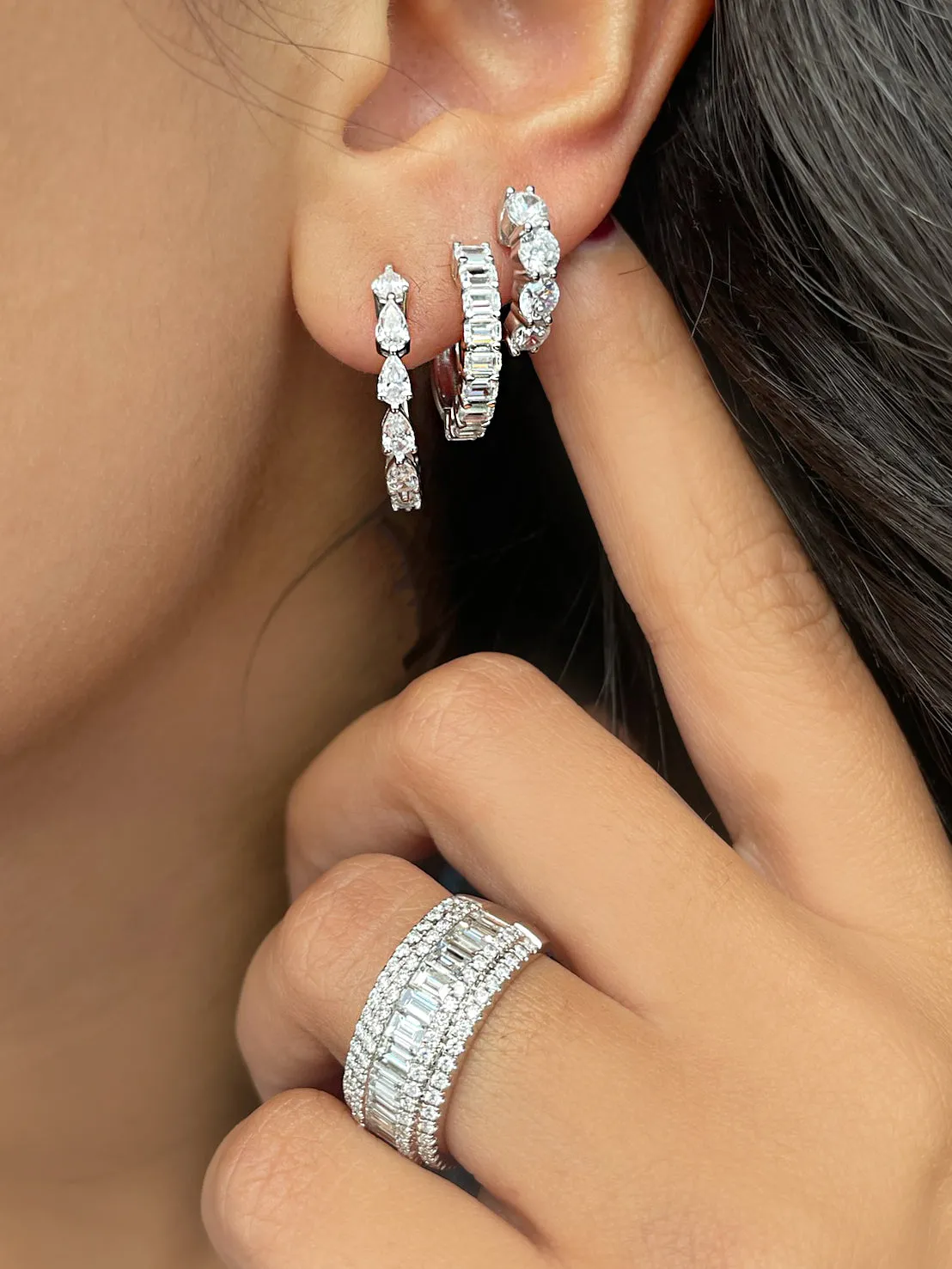 Lab Grown Diamond Emerald Cut Hoops sold by Meira T product image thumbnail 2