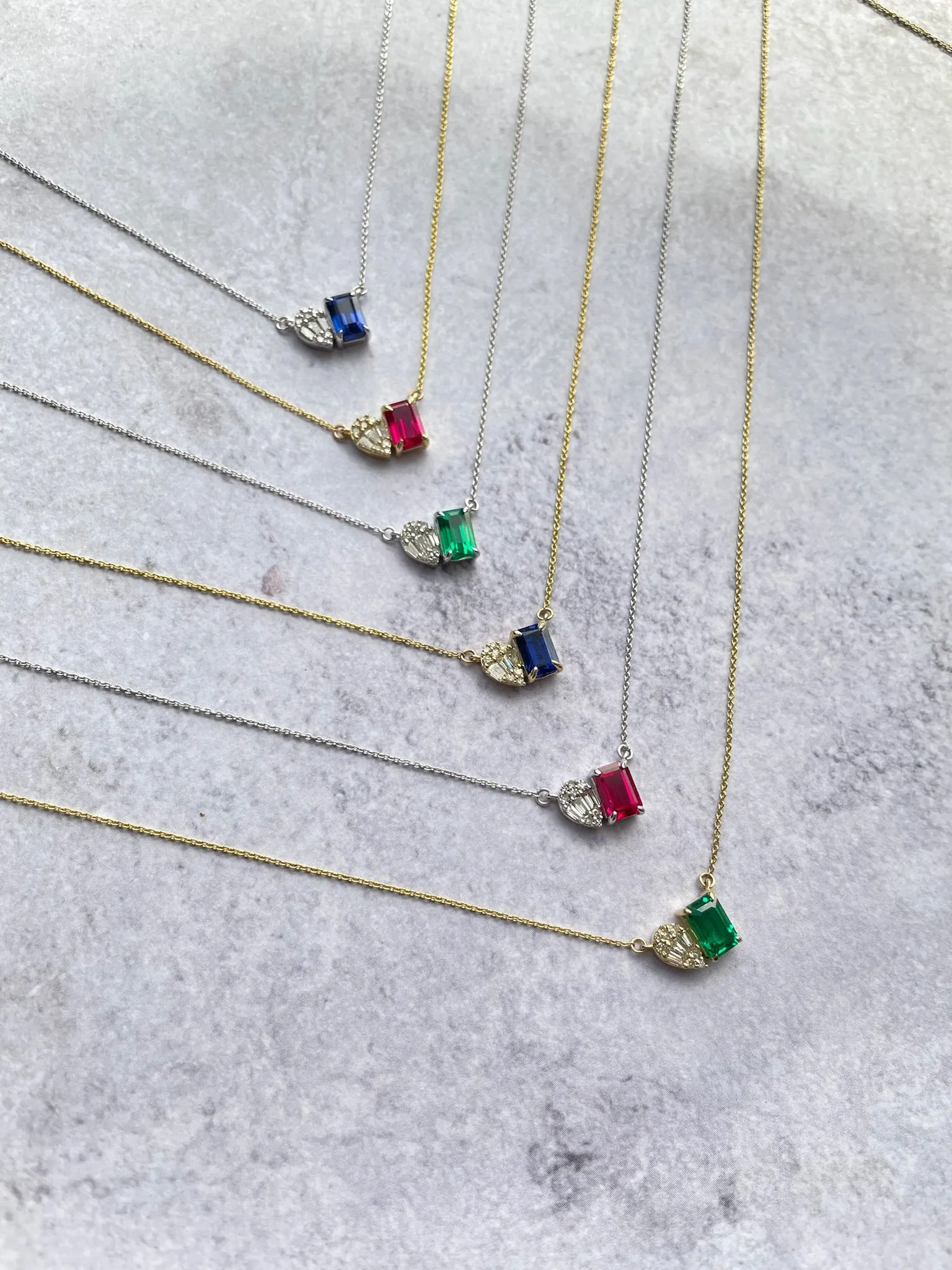 Emerald and Illusion Pear Lab Grown Necklace - Yellow gold. sold by Meira T product image thumbnail 2
