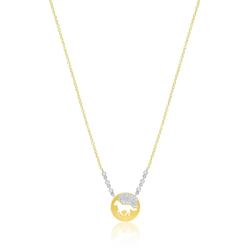 Yellow Gold Diamond Horse Necklace sold by Meira T