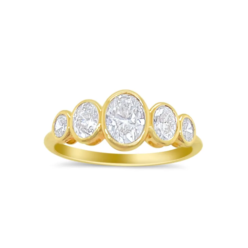 Yellow Gold Oval Bezel Set Diamond Ring- Online Exclusive sold by Meira T