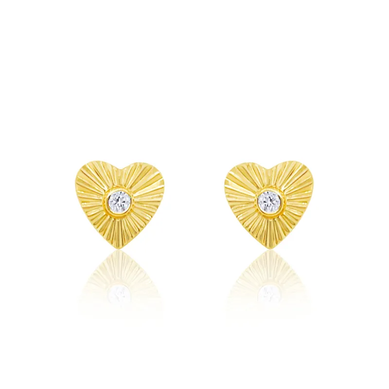 Yellow Gold Heart Studs sold by Meira T