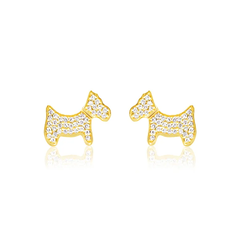 Yellow Gold Diamond Dog Earrings- Online Exlusive sold by Meira T