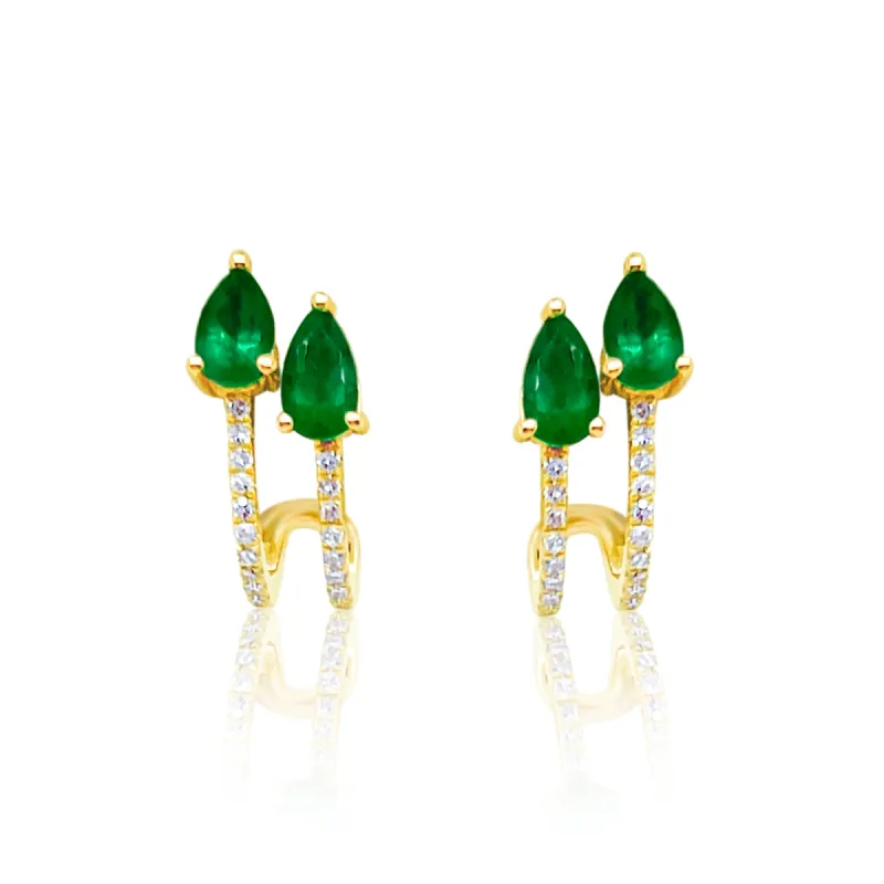 Yellow Gold Double Emerald Pear Earrings- Online Exclusive sold by Meira T
