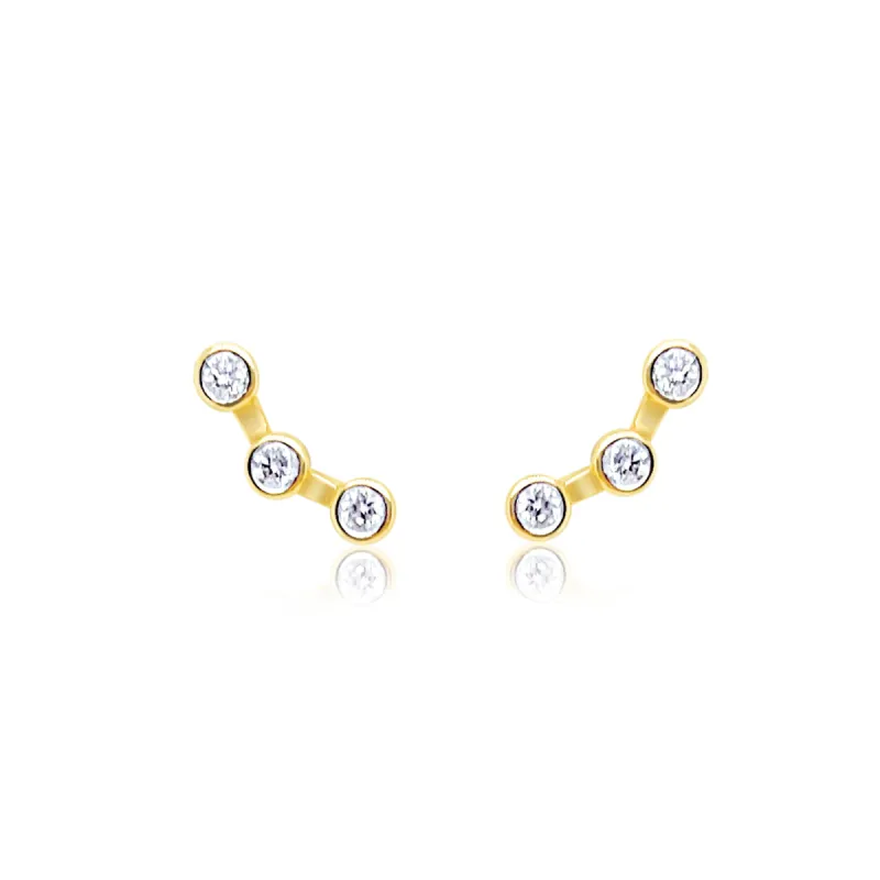 Yellow Gold Three Diamond Cluster Stud- ONLINE EXCLUSIVE sold by Meira T