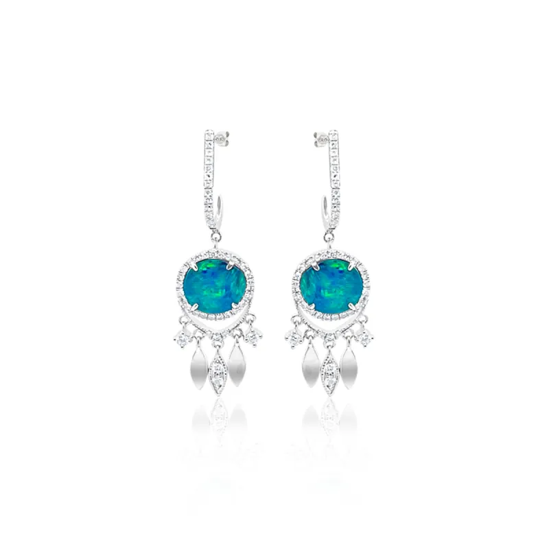 Opal Dreamcatcher .42 Ct Diamond Earring 14kt White Gold sold by Meira T