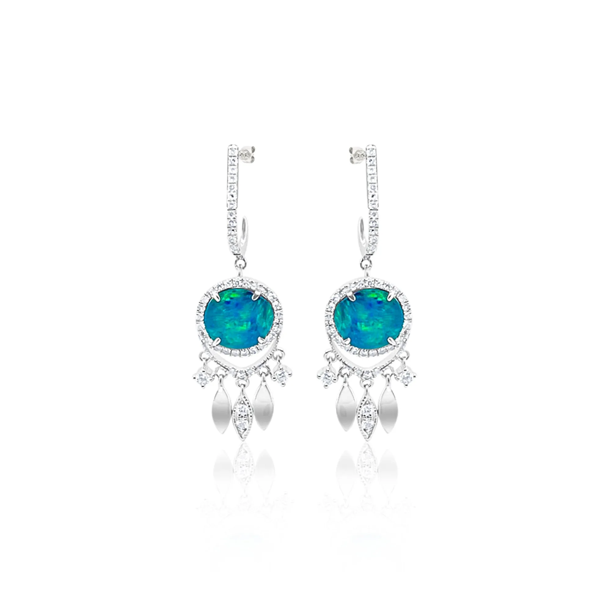 Opal Dreamcatcher .42 Ct Diamond Earring 14kt White Gold sold by Meira T