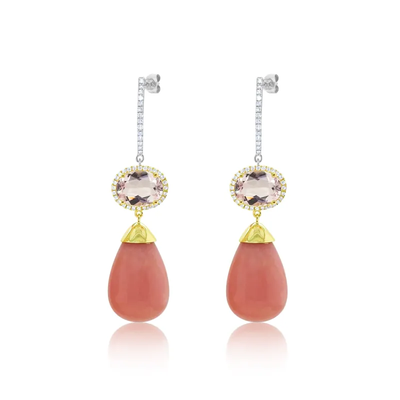 Morganite and Pink Opal Drop earrings sold by Meira T